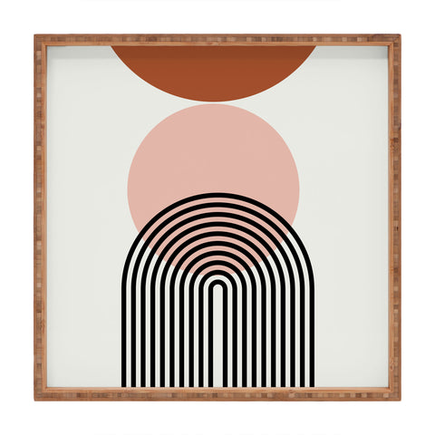 Miho terracotta sun and moon abstract Square Tray