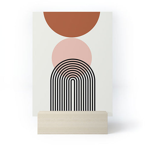 Miho terracotta sun and moon abstract Mini Art Print