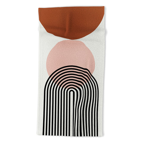 Miho terracotta sun and moon abstract Beach Towel