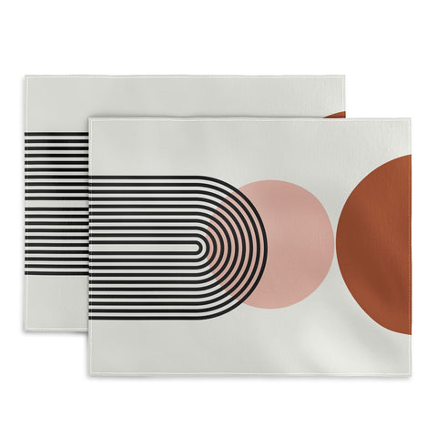 Miho terracotta sun and moon abstract Placemat