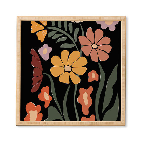 Miho TROPICAL floral night Framed Wall Art