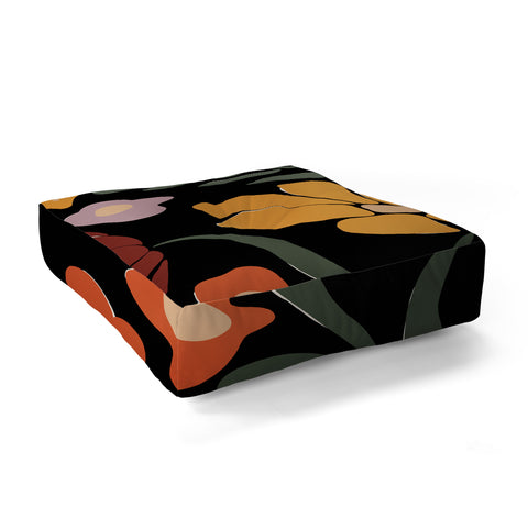 Miho TROPICAL floral night Floor Pillow Square