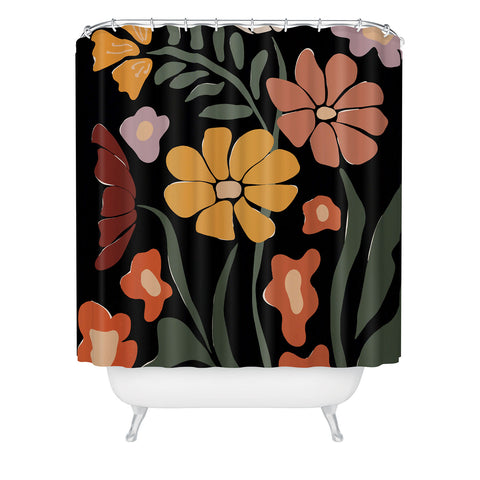 Miho TROPICAL floral night Shower Curtain