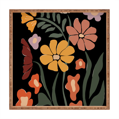 Miho TROPICAL floral night Square Tray