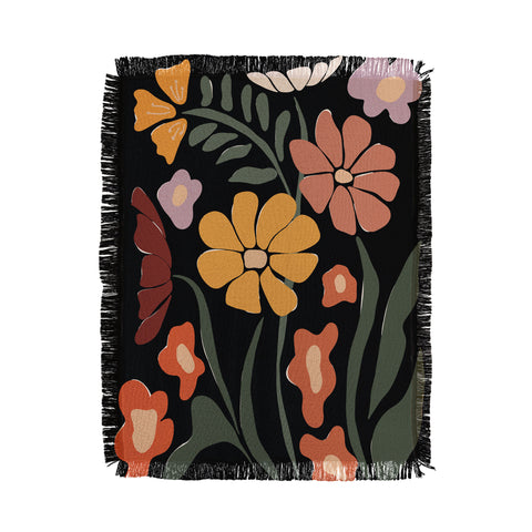 Miho TROPICAL floral night Throw Blanket