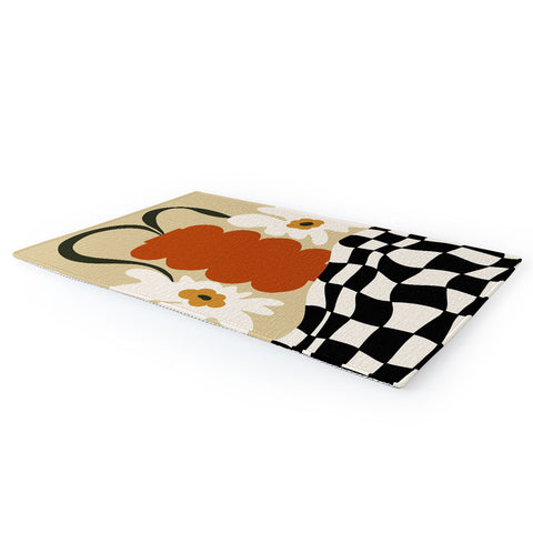 Miho Vintage matisse floral check Area Rug