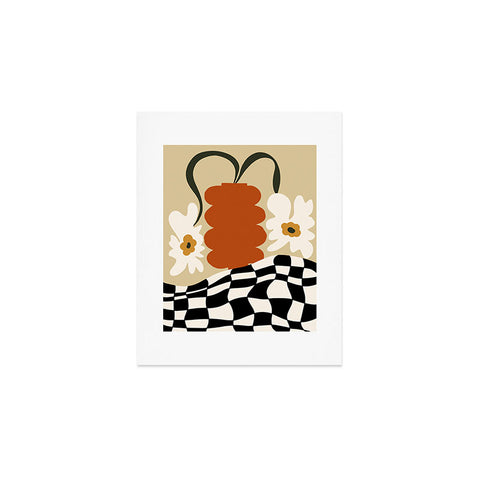 Miho Vintage matisse floral check Art Print