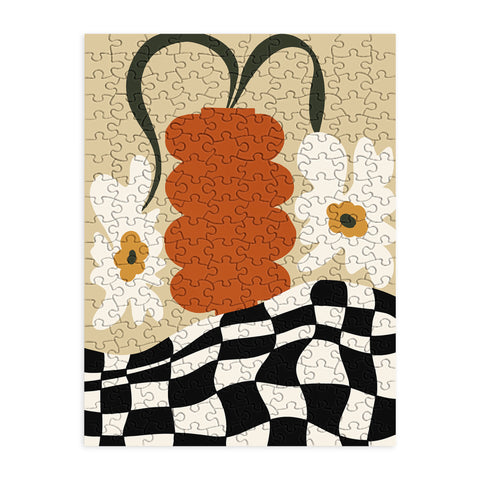 Miho Vintage matisse floral check Puzzle