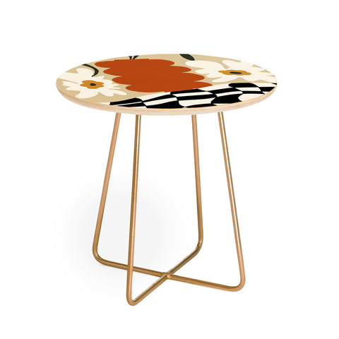 Miho Vintage matisse floral check Round Side Table