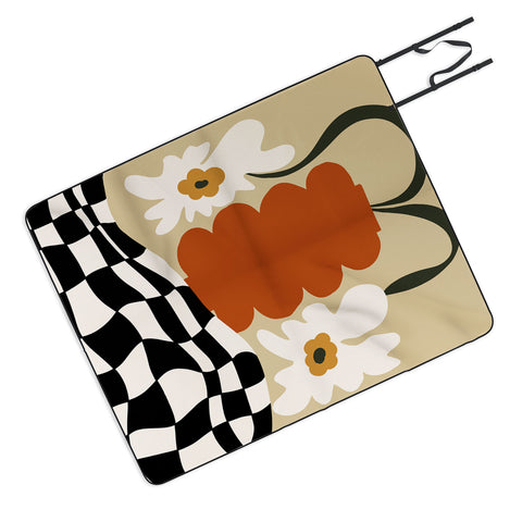 Miho Vintage matisse floral check Picnic Blanket