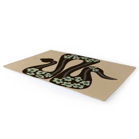 Miho wild and free green anaconda Area Rug
