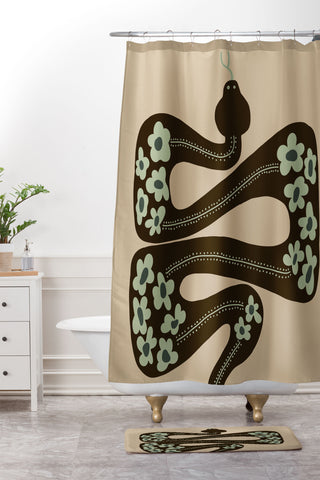 Miho wild and free green anaconda Shower Curtain And Mat