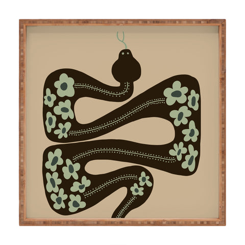 Miho wild and free green anaconda Square Tray