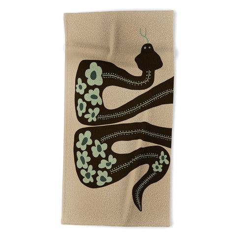 Miho wild and free green anaconda Beach Towel