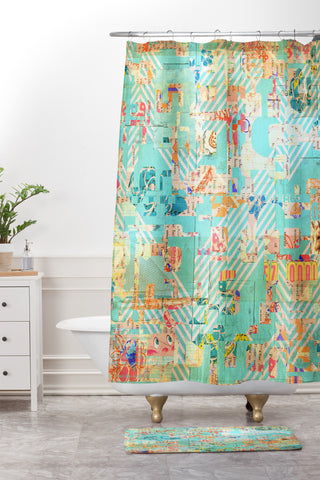 MIK Blue 42 Shower Curtain And Mat