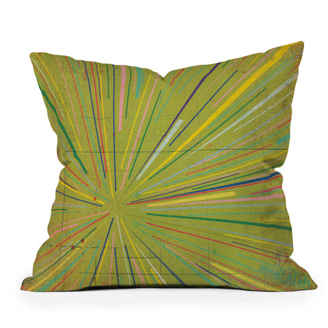 MIK Rays Green Throw Pillow