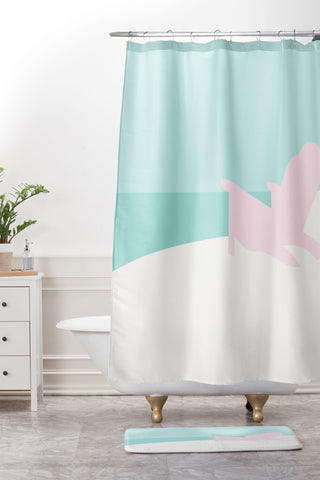 Mile High Studio Minimal Beach Chair Turquoise Shower Curtain And Mat