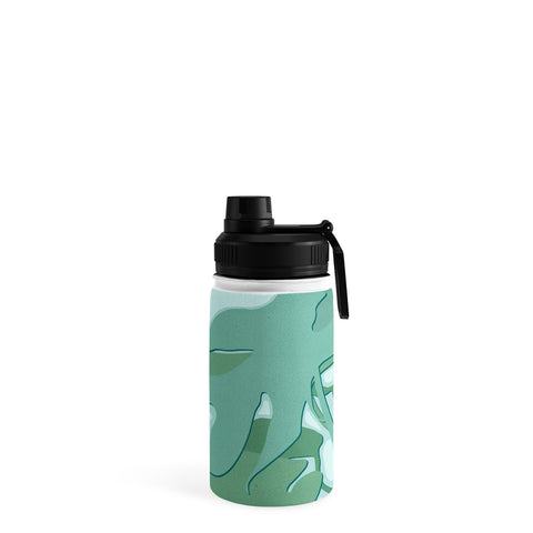 Mile High Studio Minimal Monstera Leaves Green Water Bottle