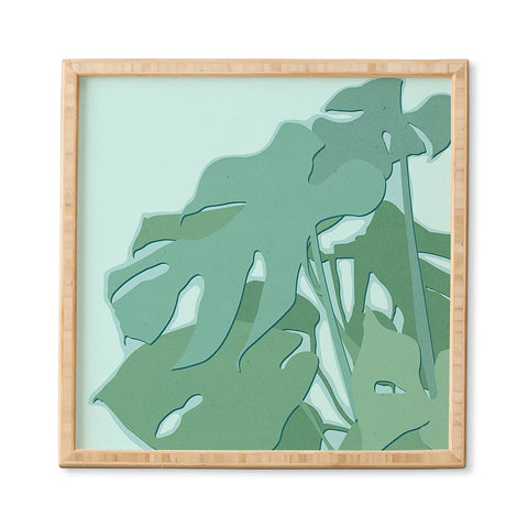Mile High Studio Minimal Monstera Leaves Green Framed Wall Art
