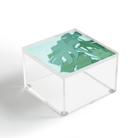 Mile High Studio Minimal Monstera Leaves Green Acrylic Box