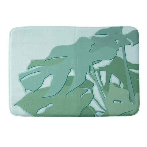 Mile High Studio Minimal Monstera Leaves Green Memory Foam Bath Mat
