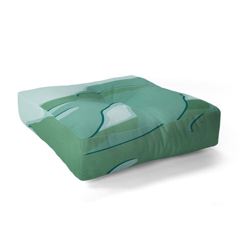 Mile High Studio Minimal Monstera Leaves Green Floor Pillow Square