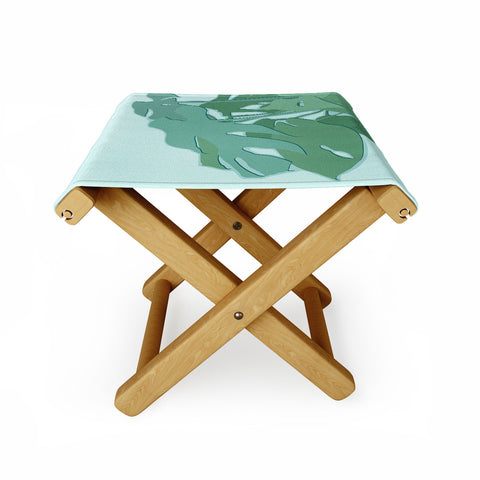 Mile High Studio Minimal Monstera Leaves Green Folding Stool