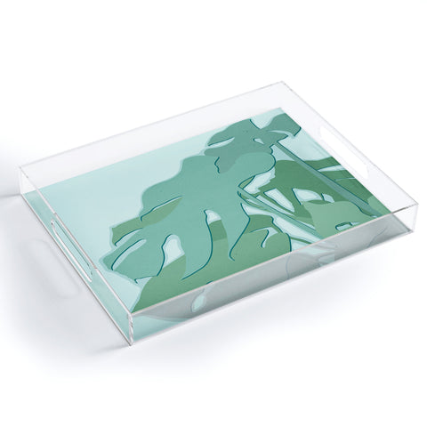 Mile High Studio Minimal Monstera Leaves Green Acrylic Tray