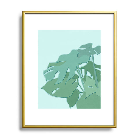 Mile High Studio Minimal Monstera Leaves Green Metal Framed Art Print