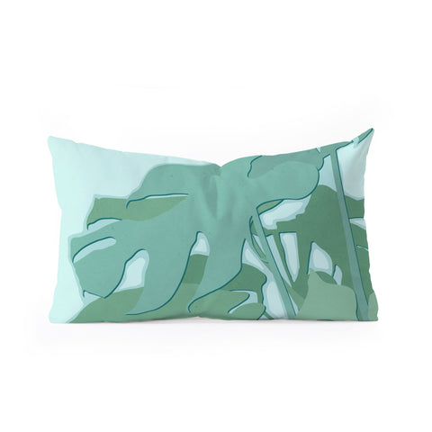 Mile High Studio Minimal Monstera Leaves Green Oblong Throw Pillow