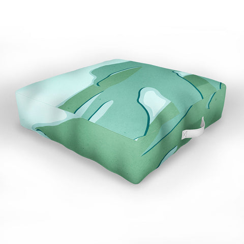 Mile High Studio Minimal Monstera Leaves Green Outdoor Floor Cushion