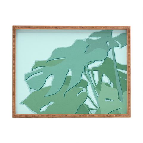 Mile High Studio Minimal Monstera Leaves Green Rectangular Tray