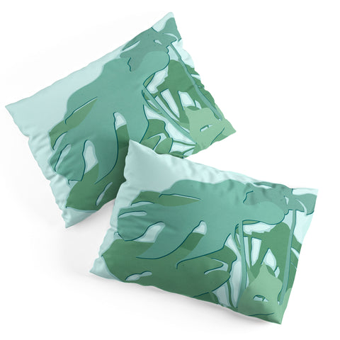 Mile High Studio Minimal Monstera Leaves Green Pillow Shams