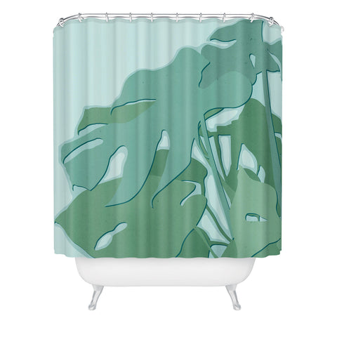Mile High Studio Minimal Monstera Leaves Green Shower Curtain
