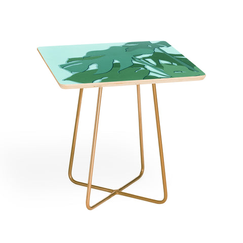 Mile High Studio Minimal Monstera Leaves Green Side Table