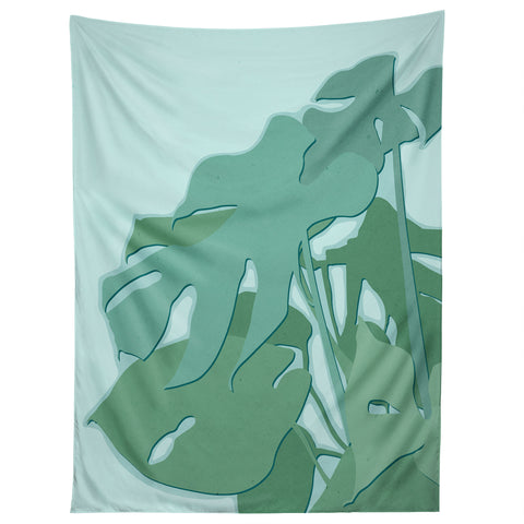 Mile High Studio Minimal Monstera Leaves Green Tapestry
