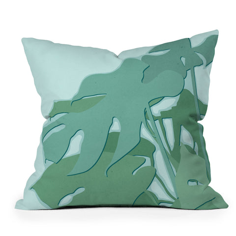 Mile High Studio Minimal Monstera Leaves Green Throw Pillow