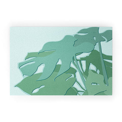 Mile High Studio Minimal Monstera Leaves Green Welcome Mat