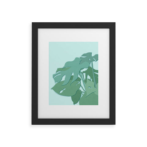 Mile High Studio Minimal Monstera Leaves Green Framed Art Print