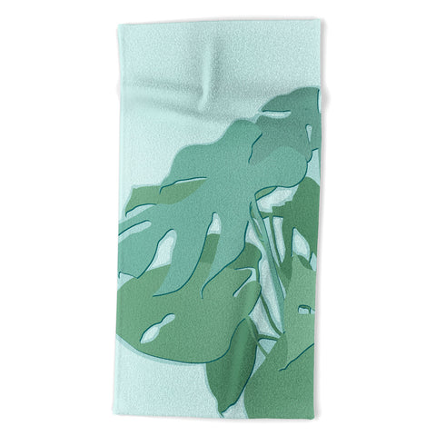 Mile High Studio Minimal Monstera Leaves Green Beach Towel