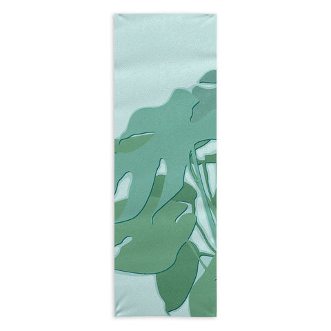 Mile High Studio Minimal Monstera Leaves Green Yoga Towel