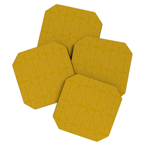 Mirimo Afriican Diamond Yellow Ochre Coaster Set