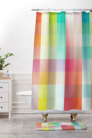 Mirimo Aquarel Checks Shower Curtain And Mat