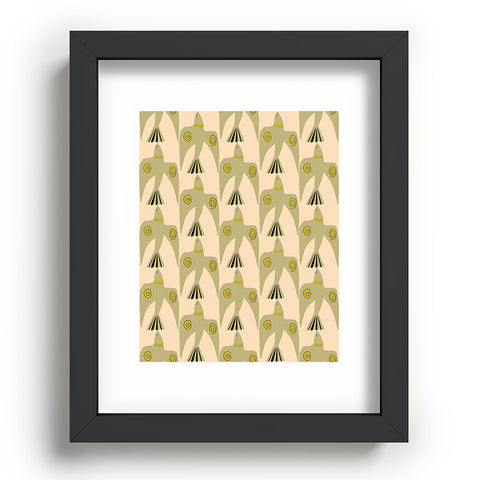 Mirimo Birds Pattern Olive Recessed Framing Rectangle