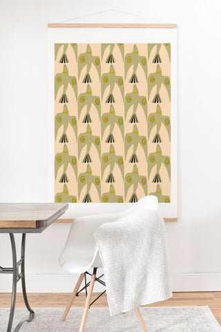 Mirimo Birds Pattern Olive Art Print And Hanger