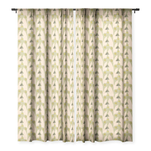 Mirimo Birds Pattern Olive Sheer Non Repeat
