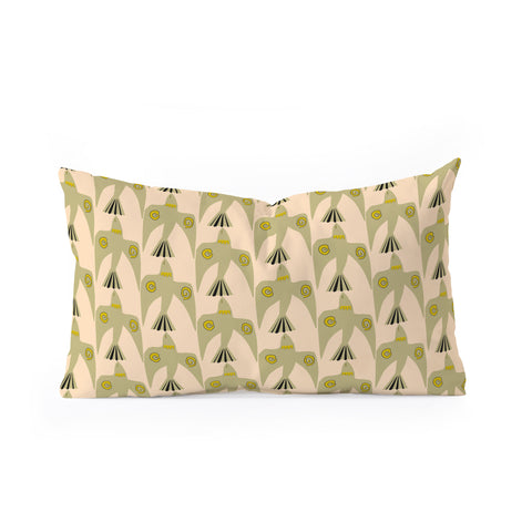 Mirimo Birds Pattern Olive Oblong Throw Pillow