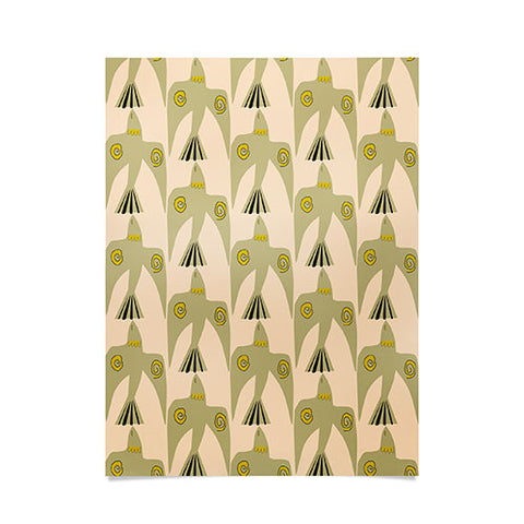 Mirimo Birds Pattern Olive Poster