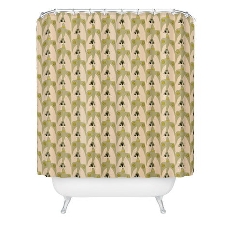 Mirimo Birds Pattern Olive Shower Curtain