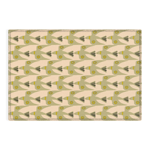 Mirimo Birds Pattern Olive Outdoor Rug